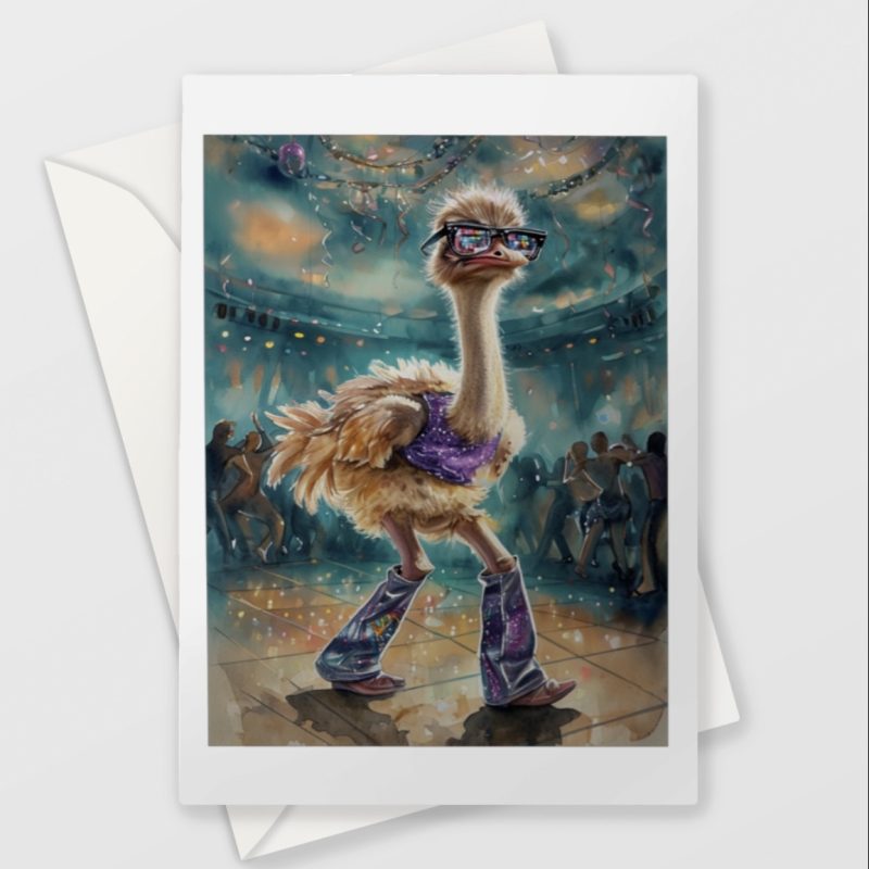 Disco Ostrich Card