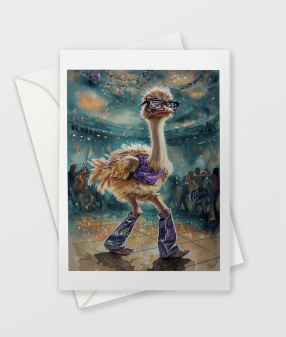 Disco Ostrich Card