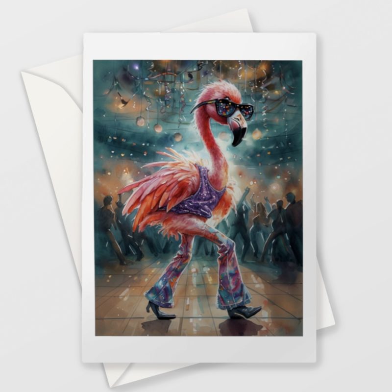 Disco Flamingo Card