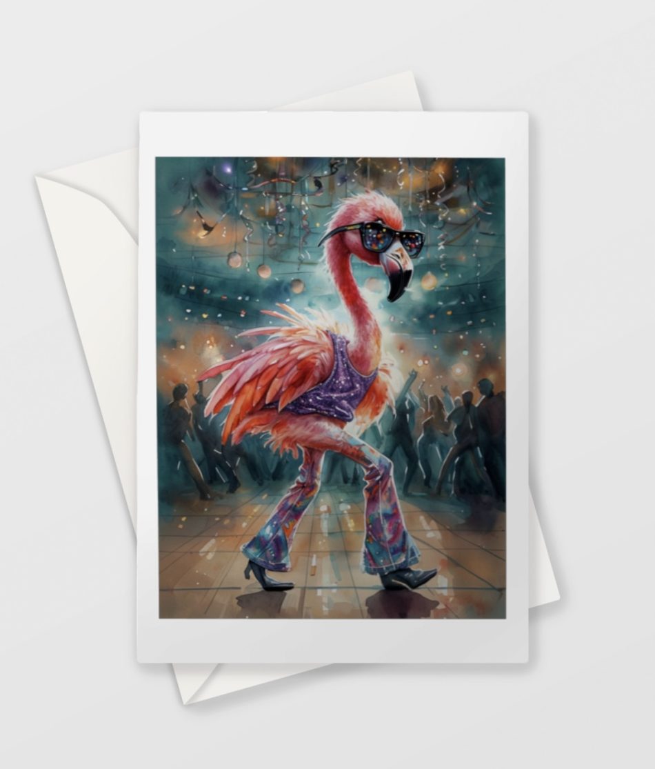 Disco Flamingo Card
