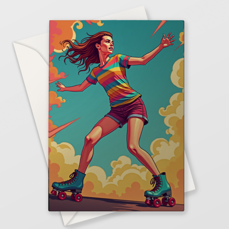 Stripey Top Skateboarder Card