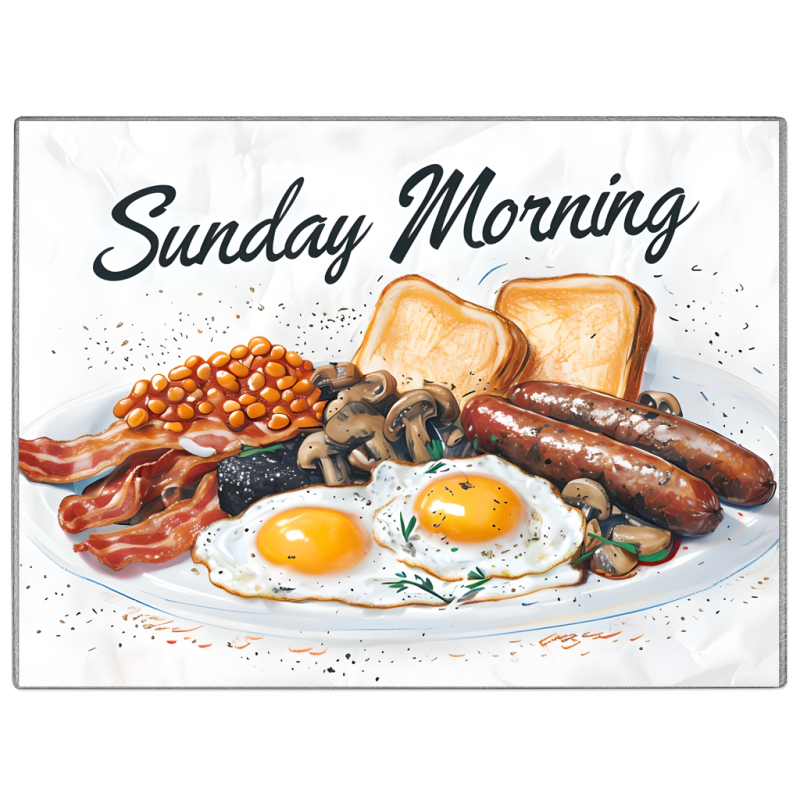 Full English Breakfast Glass Chopping Board