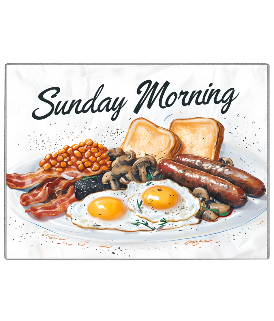 Full English Breakfast Glass Chopping Board