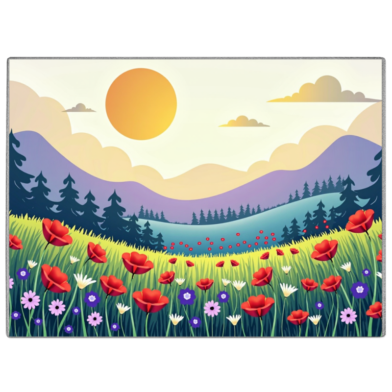 Country Landscape Glass Chopping Board