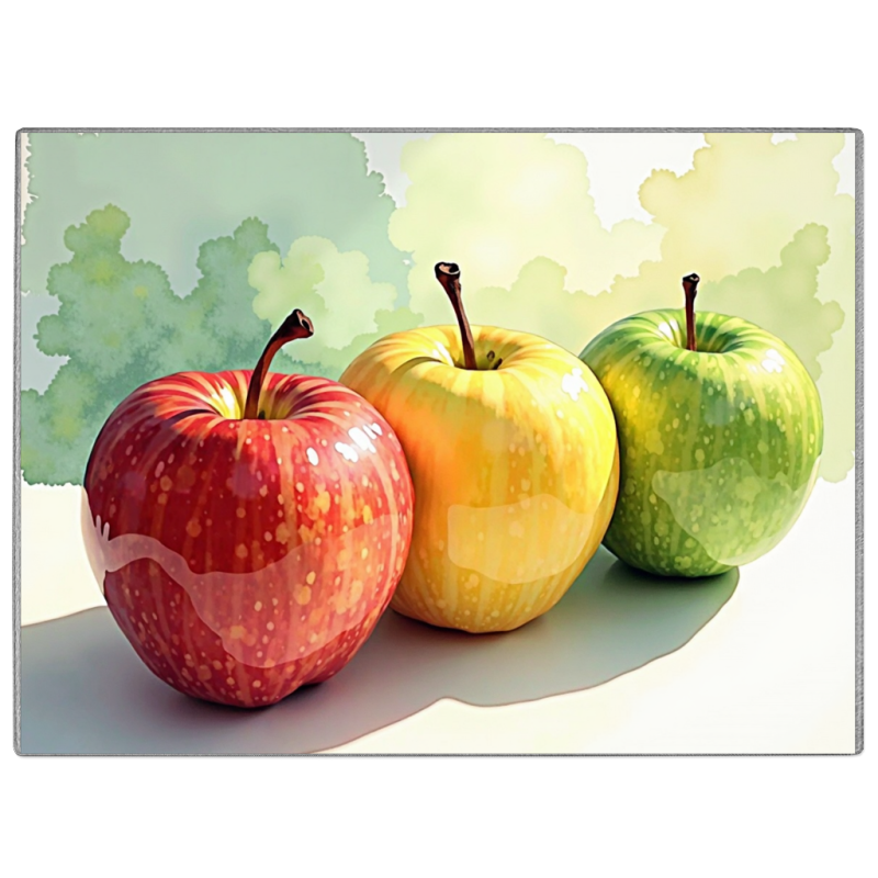 Traffic Light Apples Glass Chopping Board