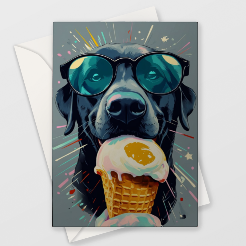 Black Lab Ice Cream Card