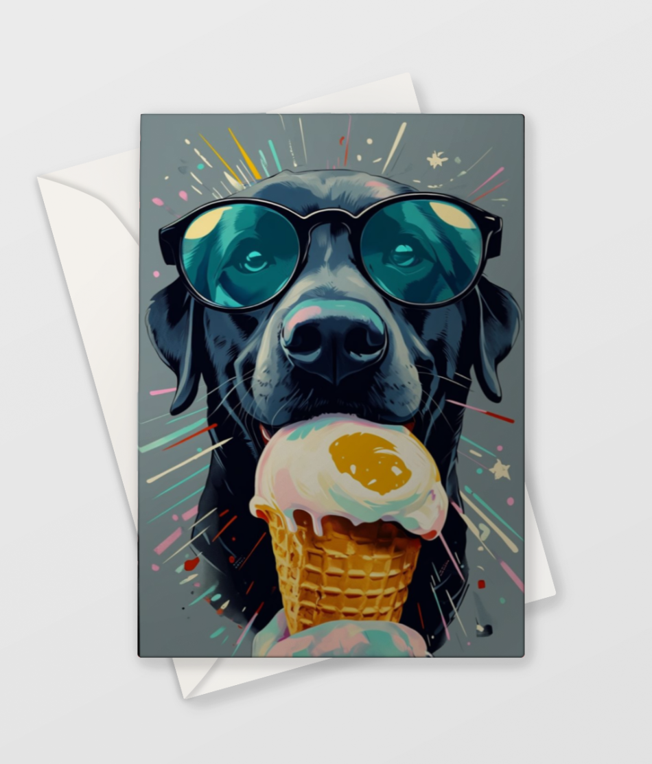 Black Lab Ice Cream Card