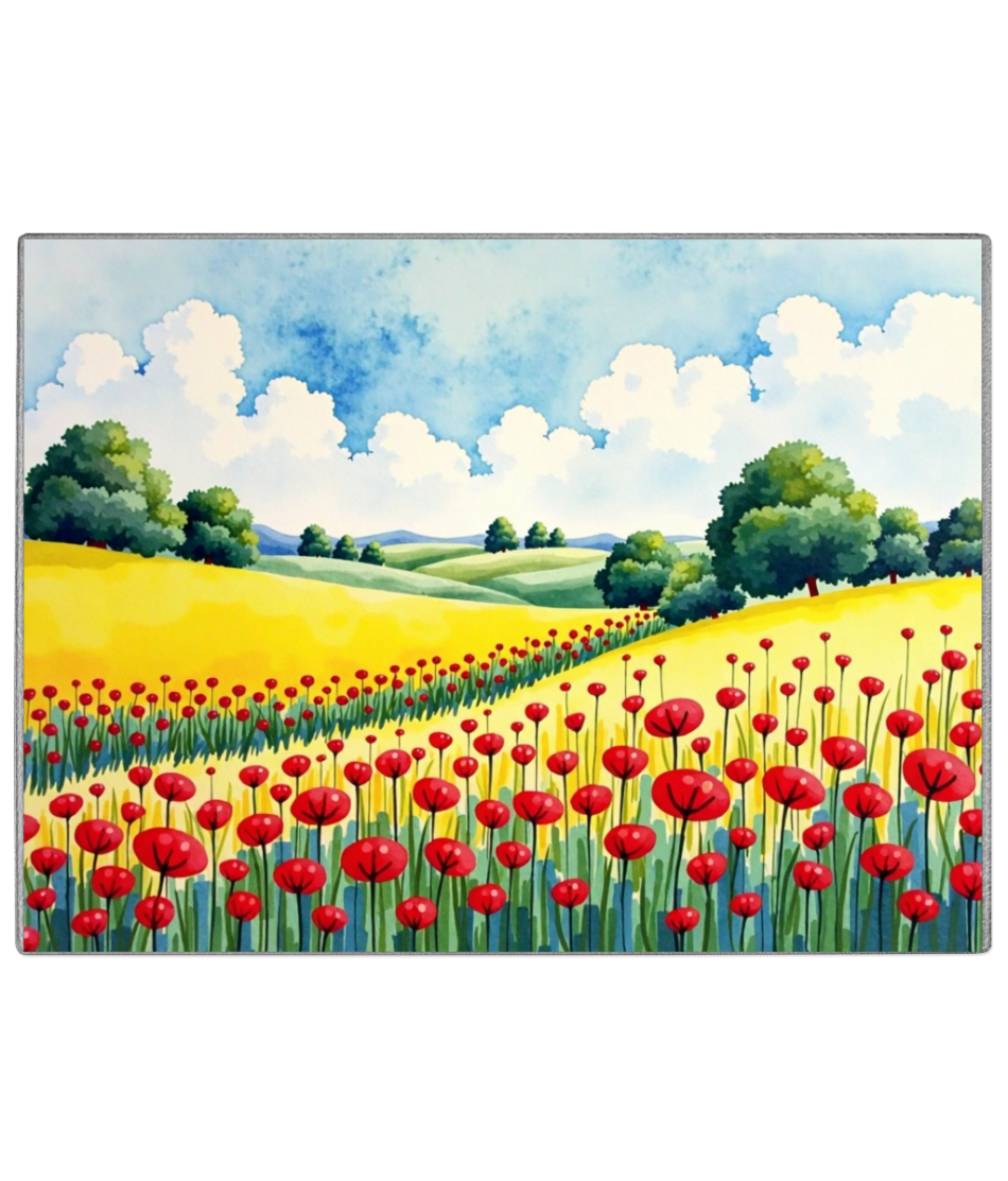 Poppy Fields Glass Chopping Board