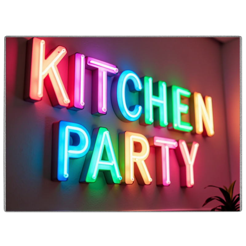 Neon Kitchen Party Glass Chopping Board
