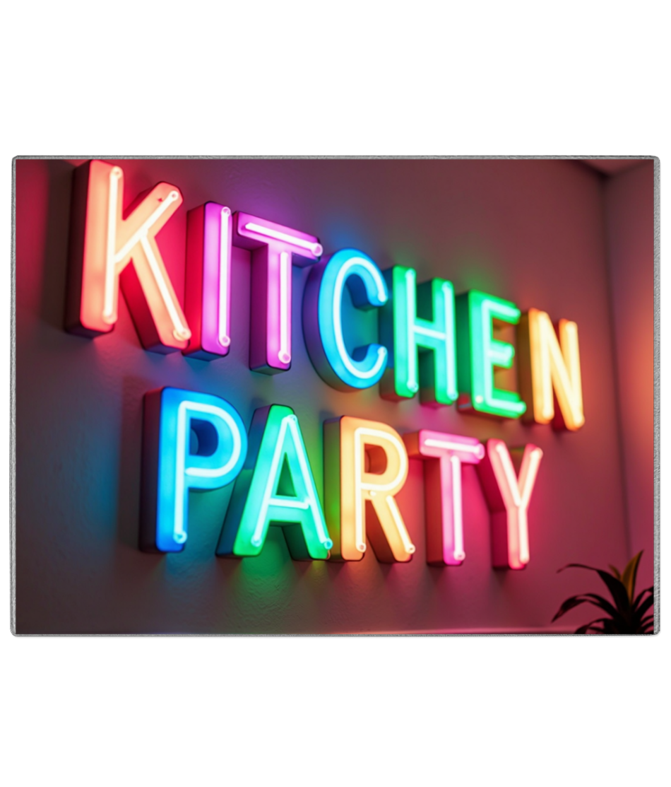 Neon Kitchen Party Glass Chopping Board