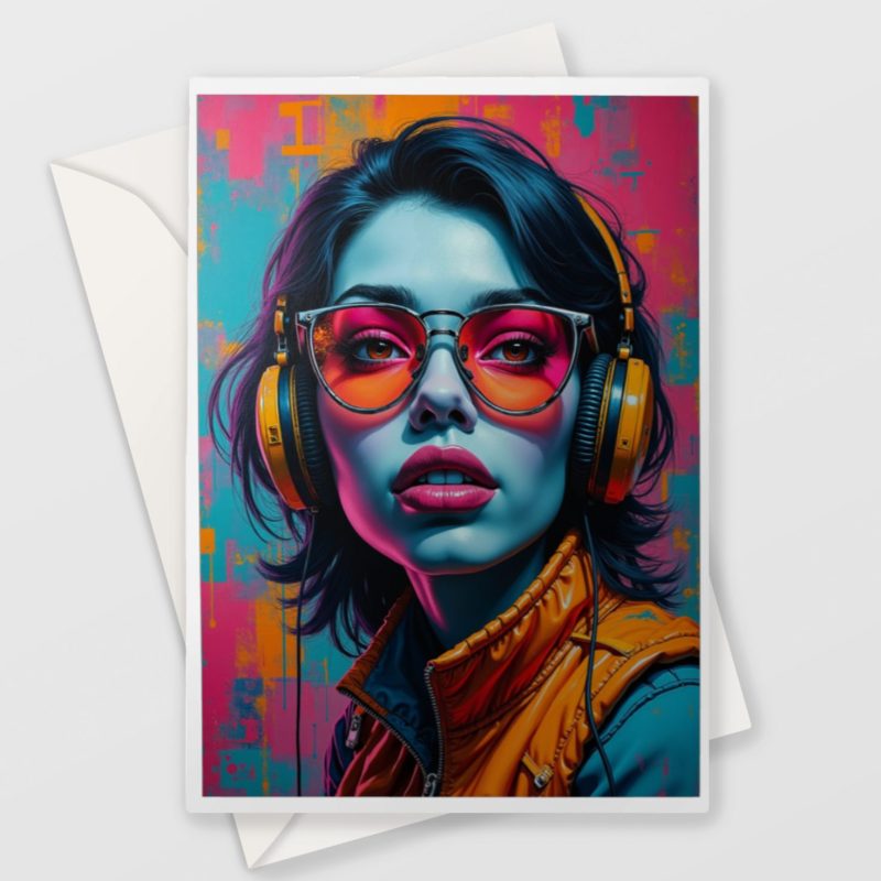 Pop Art Headphones Card