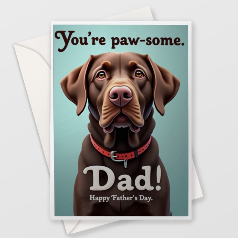 Pawsome Choccy Lab Father's Day Card