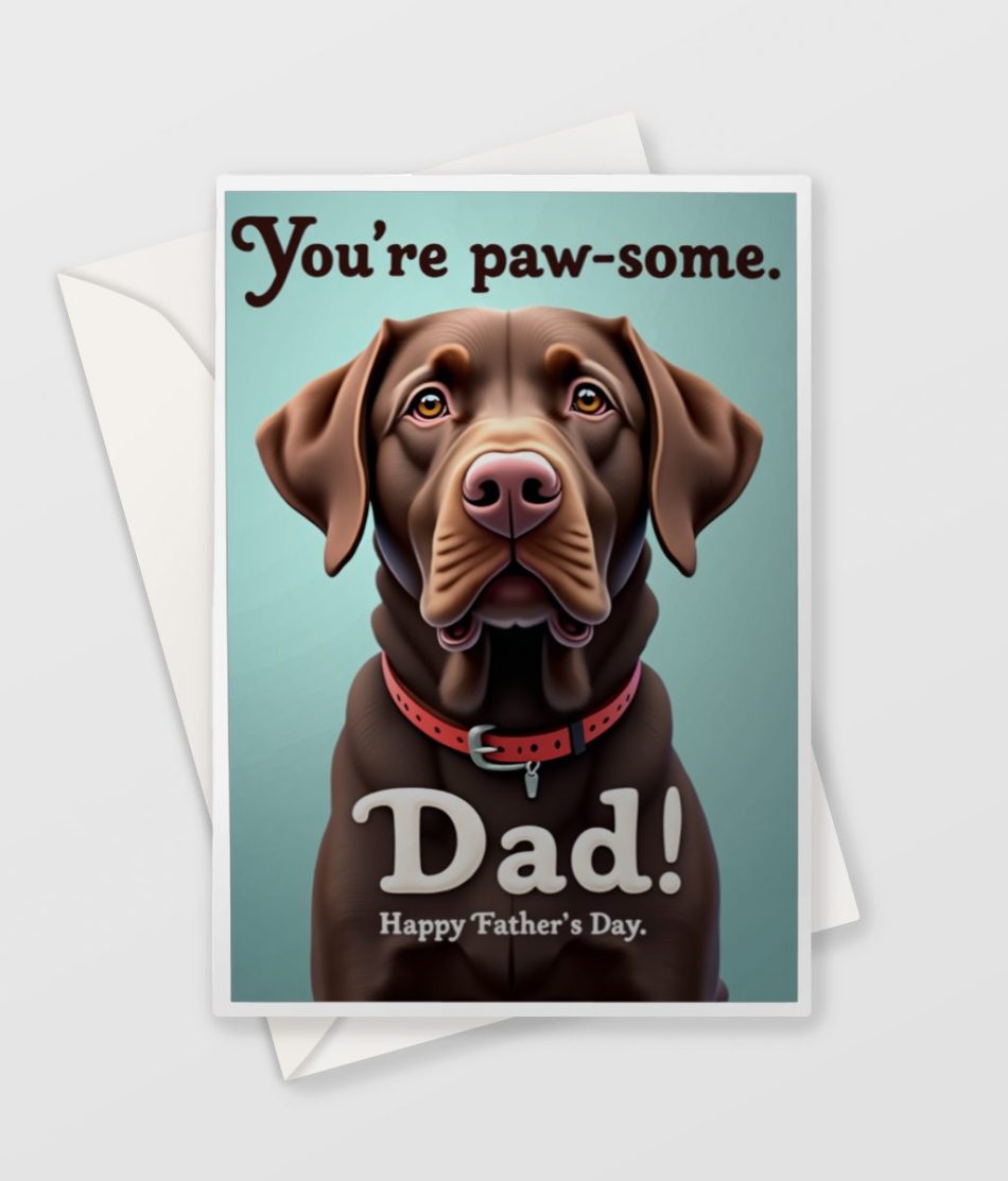 Pawsome Choccy Lab Father's Day Card