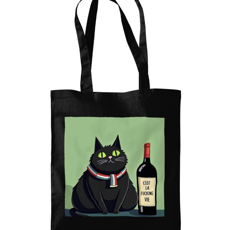 French Black Cat Tote Bag