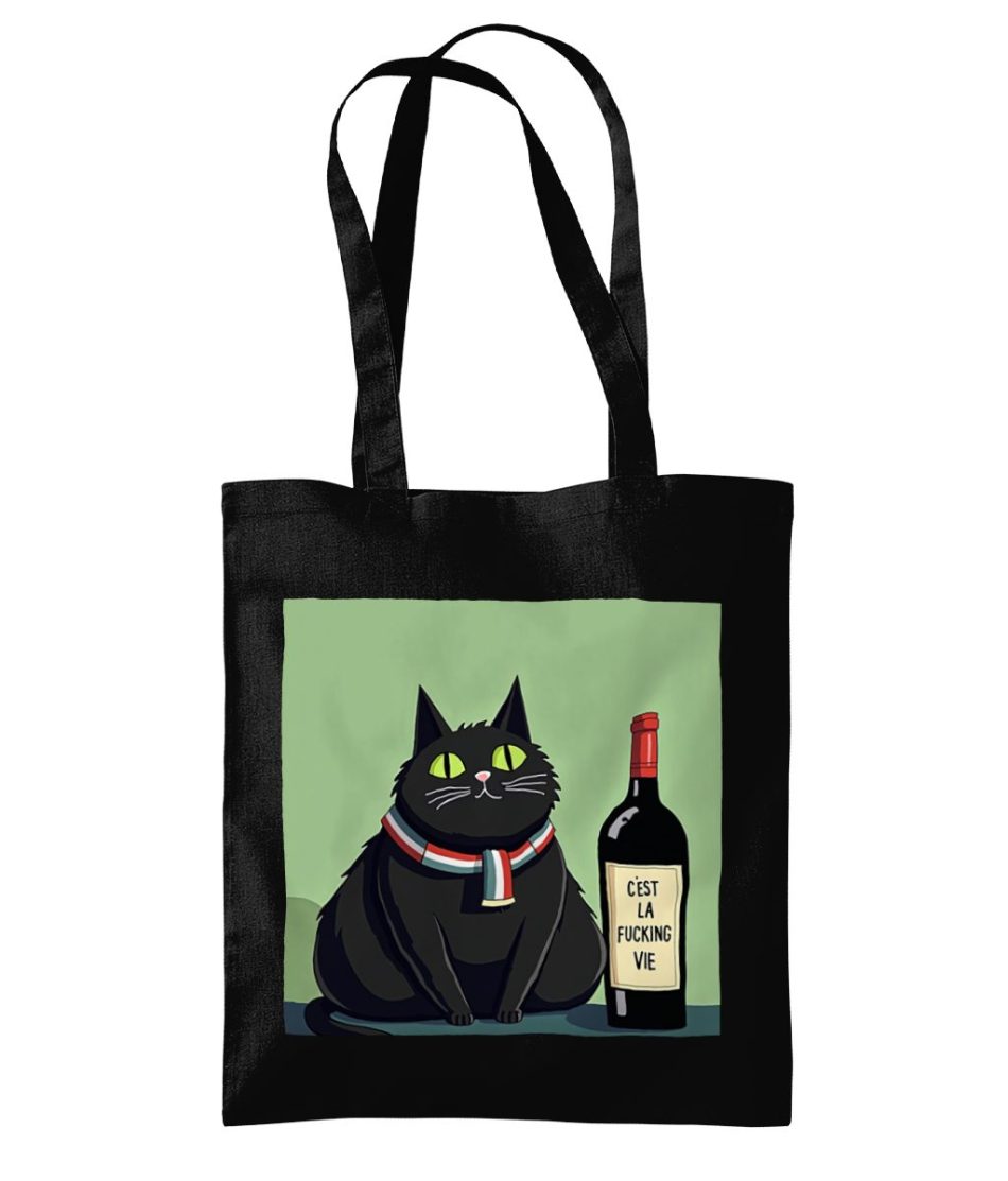 French Black Cat Tote Bag